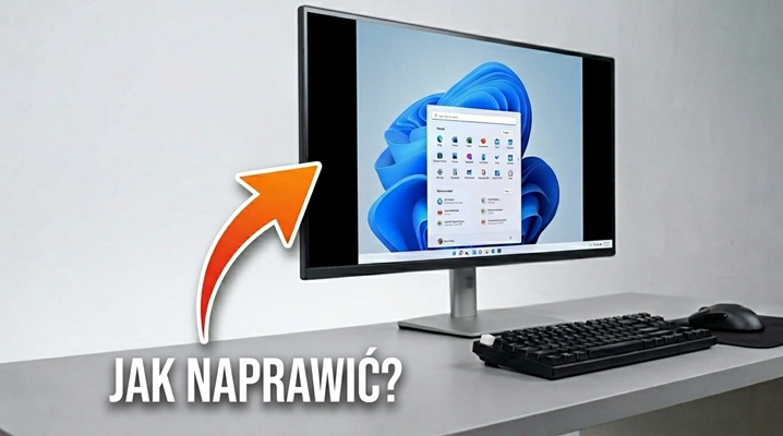 Grafika przedstawia monitor z czarnymi paskami