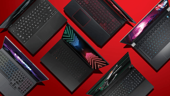 Grafika przedstawia laptopy