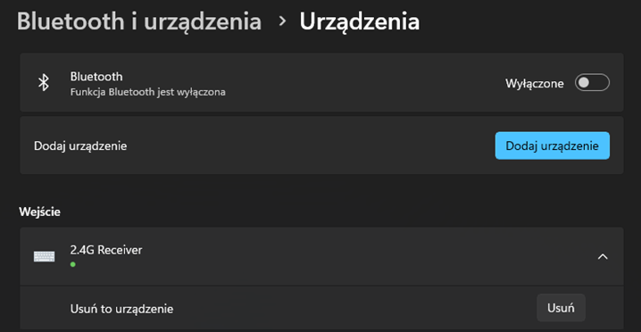 Parowanie bezprzewodowej myszki w ustawieniach Windows 11