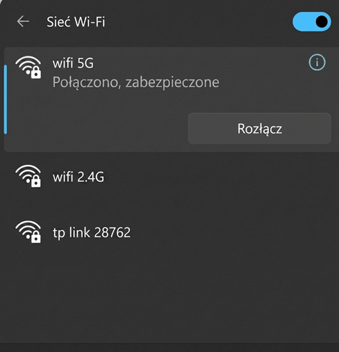 Ustawienia sieci Wi-Fi w systemie Windows 11